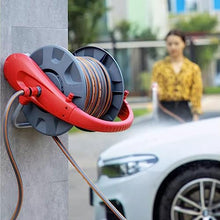 Garden Hose Holder Compact Hose Reel 30m /100ft,Integrated Handle, Supplied with Multi-Purpose Hose, Fittings and Nozzle, for Garden Watering, Car Washing, Yard Cleaning Pipe Hose Storage Organizer