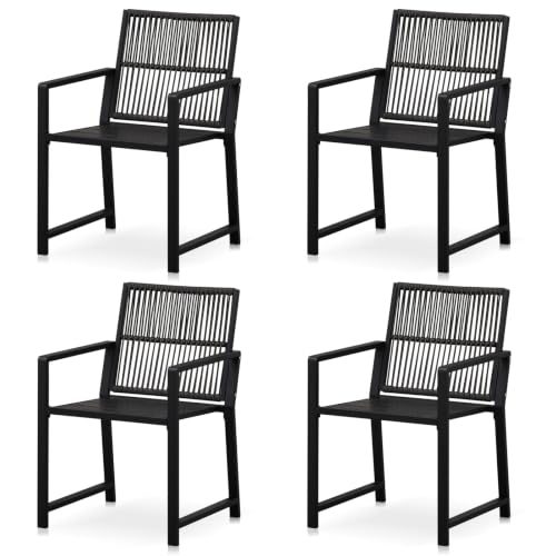 Coreporch Outdoor HDPE Patio Dining Chairs ，400Lbs，Black，Set of 4