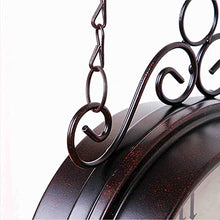 ERTTGWGF Retro Double Sided Double Sided Station Clock Garden Clock Wrought Iron 360° Rotation Waterproof Outdoor Clock Decoration Outside Clock