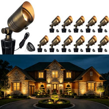 COLOER 5W 12V Brass Outdoor Landscape Spot Light with Bulb(12Pack)