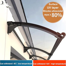 Outdoor Aluminum Door Canopy UV Resistant Rainproof Soundproof Patio Shelter 100x350cm (Small) for Home Entrances Porches