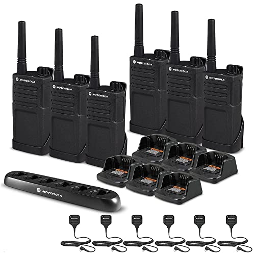 Motorola Solutions 6 x RMM2050 On-Site 2-Way Radio Bundle with Charger & Remote Speaker Mics Black