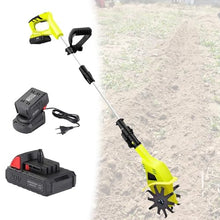 Cordless Garden Rotavator - Electric Cultivator Tiller Kit for Lawn/Gardening/Soil Cultivation - wtih 2×4000 mAh Rechargeable Battery and Charger