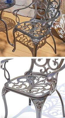 WZUOPG Garden Bench Outdoor Patio Dining Set 5pc Patio Cast Black Aluminium Cafe Bistro Set Garden Furniture Table and Chair