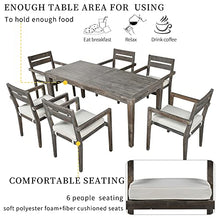 LOUHME 7-Piece Outdoor Patio Dining Table Set with Acacia Wood Table & Chairs Grey