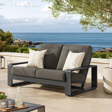 Modway Lirienne Aluminum Outdoor Loveseat in Smoke Gray - Weather-Resistant Modern 2-Seater Patio Couch with Removable Cushions