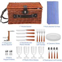 AFPSDLFJDLS Picnic Basket Hamper 25 Pcs for 4People Suitcase Set Cutlery Ice Bag Organizers Wicker Baskets Decor