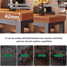 JYPIINFS Solid Wood High Bar Table for Home Restaurant and Counter Height Pub with Metal Frame Kitchen Breakfast Furniture(240x40x105cm)