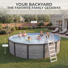 Blue Wave Montilla 24-ft Round 52-in Deep Hard Sided Steel Frame Above Ground Pool with 6-in Steel Top Seats, Dual-Speed Sand Filter System, Ladder, Skimmer & Liner – 12,600 Gallon Cap for Family Use