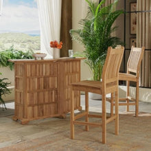 Touchstone Teak Velari 3 Piece Bar Set with Foldable Bar Table and Solid Chairs, Grade A Fine Sanded Teak Wood, Durable Stainless Steel Hardware, Outdoor Patio Bar Furniture
