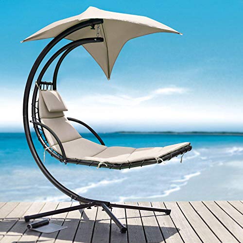 Bleckley Patio Hanging Chaise Lounger with Stand, Overall: 79'' H x 43'' W x 73.5'' D, Weight Capacity: 265 lb.