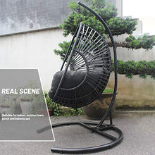 Wicker Swing Egg Chair,Foldable Wicker Rattan Hanging Egg Chair with Stand, Swing Chair with Cushion and Pillow, Lounging Chair for Indoor Outdoor Bedroom Patio Garden (Egg Chair) (Egg Chair)