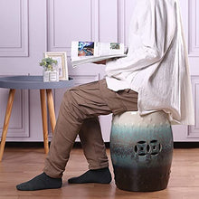ECOLFE Garden Stool, Hand-Painted Floral Ceramic Drum Stools, Garden Decorative Stools, Household Stools, Portable Tables, Living Room Decorations, for Indoor and Outdoor Use