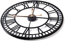 SBTXHJWCGLD Home Clock 60cm Large Round Black Metal Black Wall Clock Large Clock Garden Outdoor Wall Clock Antique Vintage Retro Style Roman Numerals
