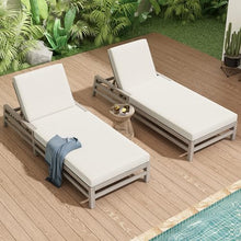 Merax Patio Chaise Lounge Chair Set of 2, Adjustable Lounge Chair Outdoor with 5 Positions, Acacia Wood Patio Lounge Chair with Thick Cushions for Pool Deck Balcony Garden, All-Weather, Gray