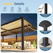 Pergola 12' x 20' with Aluminum Frame and Adjustable Louvered Roof