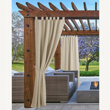 LAOMANTU Outdoor Curtains 2 Panels Outdoor Waterproof Blackout Curtains ，Plastics Grommet Indoor Outdoor Vertical Curtains， for Porch/Doorway(Beige,106 * 157.4in)