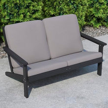 Flash Furniture Poly Resin Adirondack Loveseat, Black/Charcoal Cushions