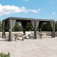 Big Leaf 10'x20' Louvered Pergola with USB Charging Station - Outdoor Aluminum Pergola with Built-in Drainage, Privacy Netting & Weatherproof Curtains, Patio Cover for Deck, Easy Assembly, Black