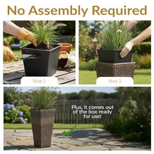 Sunnydaze 20" Square Tall Wicker Outdoor Planter, Brown, 8pk