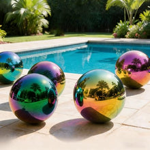YDJIANCAI 1 Pcs Gazing Ball, Stainless Steel Mirror Ball Reflective Garden Sphere, Gazing Globe for Home Garden Pond Outdoor Swimming Pool Decoration, Rainbow(Size:18.89in/48cm)
