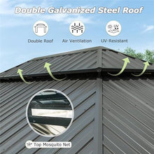 LOPOO Hardtop Gazebo Durable Aluminum Metal Structure with Double Roof Canopy Gray