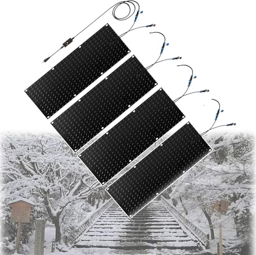 ZRUTIMI Snow melt pad Pavement Heating Non-Slip ice melt pad, Suitable for Winter Outdoor Steps, driveways, walkways, doorways Snow melt(4Pcs,10inx35.4in (25.4x90cm))