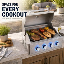 4 Burner Built in Propane Grills Charcoal & Natural Gas Grill Combo