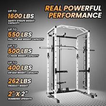 GOCAPTAIN Fitness Squat Rack Power Cage Black+White