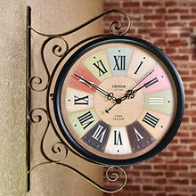 UWYTGF Wall Clock Art Clock Outdoor Garden Clocks, Station Clock Double-Sided Hanging Clock Wall Clock Retro Vintage Station Clock Outdoor Clocks for Patio - Vintage Clock Wall Deco,f