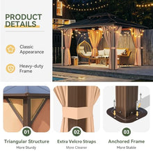 Aoxun 10'x12' Hardtop Gazebo Brown with Lights