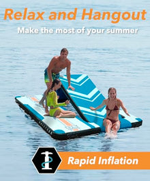 Driftsun Inflatable Floating Dock Platform with Slide 10x8ft