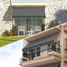 Retractable Patio Awning Adjustable Waterproof Canopy with Hand Crank Balcony Sun Shade Shelter for Windows & Doors - Red & White Frame 400cm Size