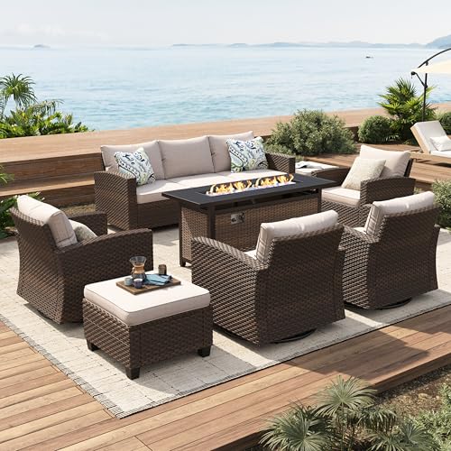 SUNSHINE VALLEY Patio Furniture Set Outdoor Brown Wicker Conversation Sets