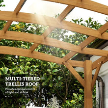 Outsunny 10' x 12' Outdoor Pergola with Arched Roof Wood Gazebo Dark Brown