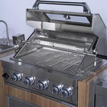 Built-In Gas Grill, 4-Burner BBQ Station with 60000 BTU Infrared Rear Broiler,Electric Spit Kit,Pull-Out Grease Tray,Temperature Gauge,Halogen Lights,Bottle Opener,Outdoor Kitchen Barbecue (Silver)