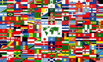 AES 12x18 Stick Flag United Nations Member Set Flags International 193 UN Countries