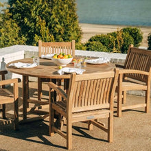 TITAN GREAT OUTDOORS Ash & Ember Luna Grade A Teak 59" Round Dining Table, Drop Leaf Design, Indoor Outdoor Patio or Porch Dining, Weather Resistant Solid Wood with Umbrella Hole