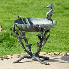 SPI Verdigris Finish Aluminum Seahorse Birdbath/Bird Feeder
