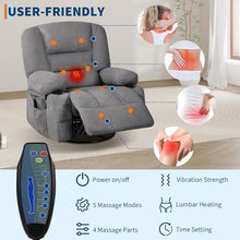 Garvee Oversized Recliner Chair,Extra Wide 360° Swivel Rocker Massage Heat