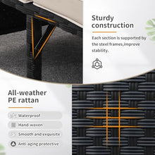 KswyyuwxgqI 3-Piece Outdoor PE Rattan Patio Furniture Set with Black Wicker Sectional Loveseat Sofa and Cushions, Conversation Couch for Garden, Balcony or Porch(Green)