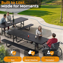 OUTTANS Commercial Metal Picnic Table (Black, 8' Rectangular, Punched)