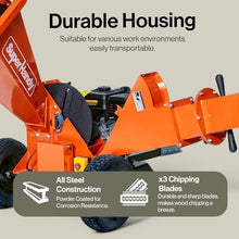 SuperHandy Towable Wood Chipper – 4 in. Chipping Capacity, 15HP Gas Engine, 13 in. Wheels, Electric Start, Trailer-Ready with 2 in. Coupler