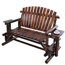 XAWSOP Stool 67In Outdoor Park Garden Bench Double Sliding Rocking Chair, Terrace Courtyard Carbonized Solid Wood Bench Weather Resistant Porch Chair, Rocking Lounge Chair Patio,