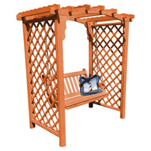 Keystone Amish Co. Newberry Pressure Treated Pine Garden Arbor, Heavy Duty Outdoor Archway Trellis, Amish Crafted, Made in USA & Swing, 5-Foot, Redwood Stain