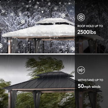 Sunjoy Hardtop Gazebo 10x12 ft with LED Lights, Remote Control & Netting Black