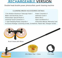 Electric Solar Panel Cleaning Kit, 7.5m Adjustable Telescopic Pole, 65cm Dual Head Brush for Solar Arrays/Roofs/Windows, Includes Water Hose & Power Cord