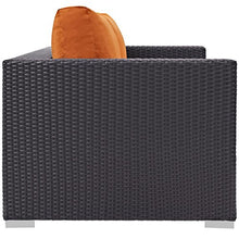 Modern Contemporary Urban Design Outdoor Patio Balcony Loveseat Sofa, Orange, Rattan
