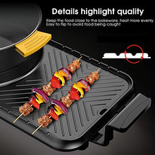 Electric Grill and Hot Pot, Multifunctional BBQ hot Pot Double Pot with 5 Temperature adjustments,Portable Home Electric Barbecue 2 in1 Outdoor Teppanyaki Grill/Shabu Pot,96 * 31cm