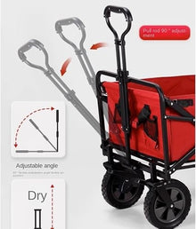 PUCNHZYNW Camping Trolley Cart Outdoor Folding Utility Wagon 4 Wheeled Camping Cart Utility Garden Trolley Handcart for Beach Picnic Transport Outdoor